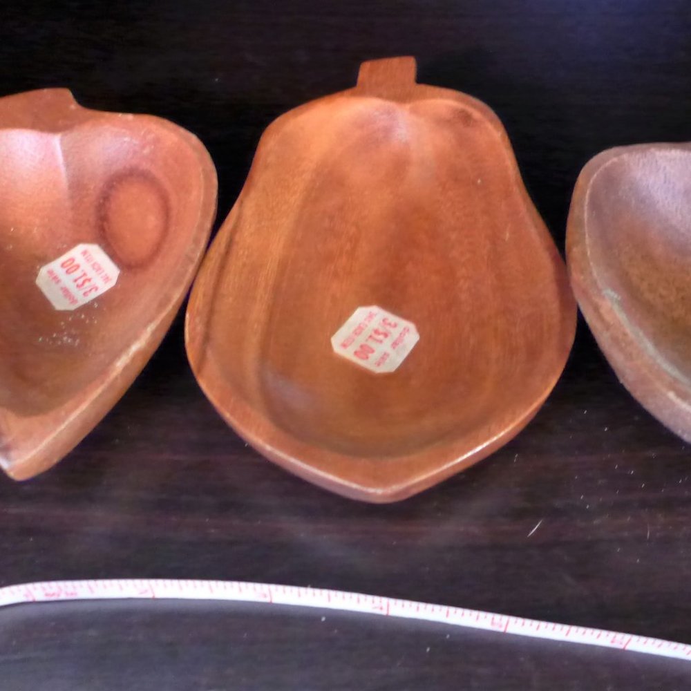 Vintage Hand Carved Wood Bowls Set of 3